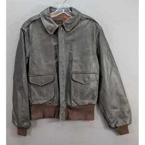 Vtg Avirex Type A-2 Leather Flight Jacket Men's 40 Brown Bomber US Army 1980's